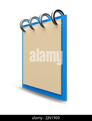 Notepad 3D Render auf weißem Hintergrund mit Schatten. Stockfoto