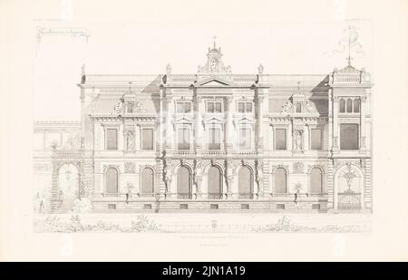 Durm Joseph (1837-1919), Palais Schmieder, Karlsruhe. (Aus: Atlas zur Zeitschrift für Bauwesen, hrsg. v. G. Erbkam, Jg. 38, 1888) (1888-1888): Blick aus Richtung Westen. Stich auf Papier, 29,2 x 45,5 cm (inklusive Scankanten) Durm Joseph (1837-1919): Palais Schmieder, Karlsruhe. (Aus: Atlas zur Zeitschrift für Bauwesen, hrsg. v. G. Erbkam, Jg. 38, 1888) Stockfoto