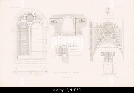 Durm Joseph (1837-1919), Neuer Friedhof, Karlsruhe. (Aus: Atlas zur Zeitschrift für Bauwesen, hrsg. v. G. Erbkam, Jg. 30, 1880) (1880-1880): Details. Druck auf Papier, 29,6 x 45,5 cm (inklusive Scankanten) Durm Joseph (1837-1919): Neuer Friedhof, Karlsruhe. (Aus: Atlas zur Zeitschrift für Bauwesen, hrsg. v. G. Erbkam, Jg. 30, 1880) Stockfoto