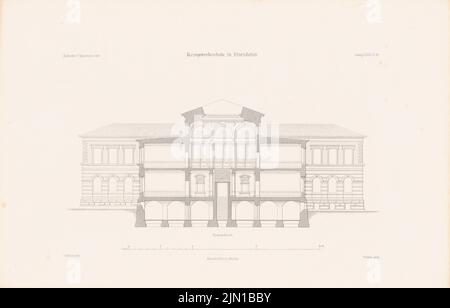 Müller Carl, Kunsthochschule Pforzheim. (Aus: Atlas zur Zeitschrift für Bauwesen, hrsg. v. G. Erbkam, Jg. 30, 1880) (1880-1880): Querschnitt. Stich auf Papier, 29,3 x 45,9 cm (inklusive Scan-Kanten) Müller Carl : Kunstgewerbeschule, Pforzheim. (Aus: Atlas zur Zeitschrift für Bauwesen, hrsg. v. G. Erbkam, Jg. 30, 1880) Stockfoto