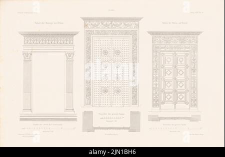 Böhm Th., Stadtpalais, Gubbio. (Aus: Atlas zur Zeitschrift für Gebäude, hrsg. v. F. Endell, Jg. 31, 1881) (1881-1881): Ansichten von Fenstern und Türen. Druck auf Papier, 29,7 x 45,2 cm (inklusive Scankanten) Böhm Th. : Stadtpalais, Gubbio. (Aus: Atlas zur Zeitschrift für Bauwesen, hrsg. v. F. Endell, Jg. 31, 1881) Stockfoto