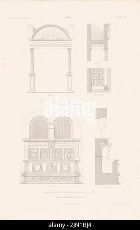 Böhm Th., Stadtpalais, Gubbio. (Aus: Atlas zur Zeitschrift für Gebäude, hrsg. v. F. Endell, Jg. 31, 1881) (1881-1881): Details. Druck auf Papier, 45,7 x 29 cm (inklusive Scankanten) Böhm Th. : Stadtpalais, Gubbio. (Aus: Atlas zur Zeitschrift für Bauwesen, hrsg. v. F. Endell, Jg. 31, 1881) Stockfoto