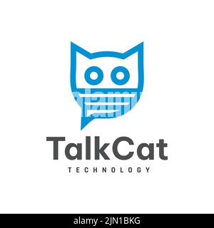 Sprechende Katze Logo Design Vorlage, Technologie, einfach, Katze Symbol Stock Vektor