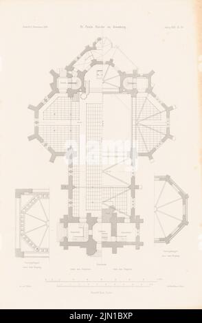 Adler Friedrich (1827-1908), St. Paulskirche, Bromberg. (Aus: Atlas zur Zeitschrift für Bauwesen, hrsg. v. G. Erbkam, Jg. 32, 1882) (1882-1882): Grundriss. Druck auf Papier, 45,3 x 29,6 cm (inklusive Scankanten) Adler Friedrich (1827-1908): St. Paulskirche, Bromberg. (Aus: Atlas zur Zeitschrift für Bauwesen, hrsg. v. G. Erbkam, Jg. 32, 1882) Stockfoto