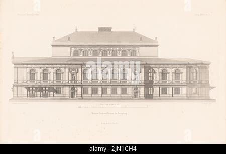 Gropius & Schmieden, neues Gewandhaus, Leipzig. (Aus: Atlas zur Zeitschrift für Gebäude, Hrsg. v. L.v.TIEDEMANN, Jg. 36, 1886) (1886-1886): Seitenansicht. Stich auf Papier, 29,3 x 45,9 cm (inklusive Scan-Kanten) Gropius & Schmieden : Neues Gewandhaus, Leipzig. (Aus: Atlas zur Zeitschrift für Bauwesen, hrsg. v. L.v.Tiedemann, Jg. 36, 1886) Stockfoto