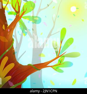 Natur Baum Wald Vorlage für Kinder Poster Design Stock Vektor