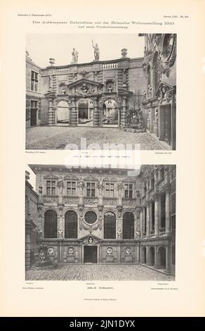 Blomme Henri, das Antwerpener Rubenshaus auf der Brüsseler Weltausstellung 1910. (Aus: Atlas zur Zeitschrift für Bauwesen, Hrsg. v. Ministerium für öffentliche Angelegenheiten (1911-1911): Ansichten des Gerichts. Druck auf Papier, 46 x 29,8 cm (inkl. Kanten scannen) Blomme Henri : das Antwerpener Rubenshaus auf der Brüsseler Weltausstellung 1910. (Aus: Atlas zur Zeitschrift für Bauwesen, hrsg. v. Ministerium der öffentlichen Arbeiten, Jg. 61, 1911) Stockfoto