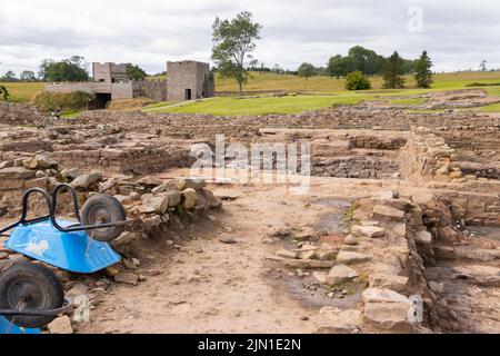 vindolanda historische römische Stätte, bestehend aus Fort und Dorf Ausgrabungen in der Nähe Hadrians Wand Northumberland Stockfoto