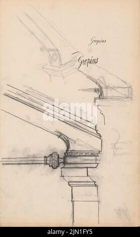 Gropius Martin (1824-1880), Skizzenalbum 3: Supraporten (1871-1871): Details. Bleistift auf Papier, 33,1 x 20,4 cm (inklusive Scan-Kanten) Gropius Martin (1824-1880): Skizzenalbum 3: Supraporten Stockfoto