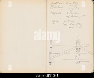 Gropius Martin (1824-1880), Skizzenalbum 5: Fence (ohne Datum): Ansicht. Bleistift auf Papier, 16,6 x 21,2 cm (inklusive Scan-Kanten) Gropius Martin (1824-1880): Skizzenalbum 5: Zaun Stockfoto