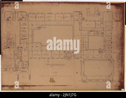 Schwechten Franz (1841-1924), königliche Residenz Schloss Posen, Posen: Grundriß 1: 100. Leichter Bruch auf Transparent, 100,1 x 137,3 cm (einschließlich Scankante). Architekturmuseum der Technischen Universität Berlin Inv. Nr. FB 053,1182. Schwechten Franz (1841-1924): Königliches Residenzschloss Posen, Posen Stockfoto