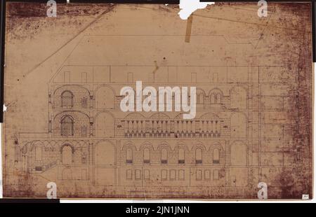 Schwechten Franz (1841-1924), Königliche Residenz Schloss Posen, Posen: Südseite 1:50. Leichter Bruch auf Transparent, 84,1 x 130,5 cm (einschließlich Scankante). Architekturmuseum der Technischen Universität Berlin Inv. Nr. FB 053,1265. Schwechten Franz (1841-1924): Königliches Residenzschloss Posen, Posen Stockfoto