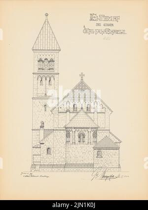 Feldwisch-Drentrup Albert, Wallfahrtskirche. (Aus: Drucke von Seminararbeiten der Königlichen Technischen Universität Berlin, Band III) (1902): Ansicht 1:50. Druck auf Papier, 32,5 x 24,1 cm (inklusive Scankanten) Feldwisch-Drentrup Albert : Wallfahrtskirche. (Aus: Drucke von Seminararbeiten der Königlich Technischen Hochschule Berlin, Bd. III) Stockfoto