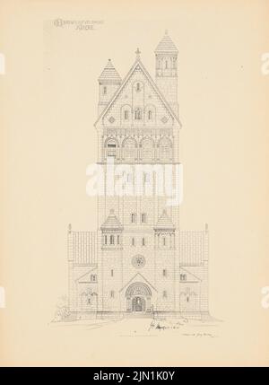 Stephan Georg, romanische Kirche. (Aus: Drucke von Seminararbeiten der Königlichen Technischen Universität Berlin, Vol. III) (1903): Frontansicht. Druck auf Papier, 32,2 x 23,6 cm (inklusive Scankanten) Stephan Georg : romanische Kirche. (Aus: Drucke von Seminararbeiten der Königlich Technischen Hochschule Berlin, Bd. III) Stockfoto