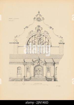 Schmidt Otto, Restaurant. (Aus: Drucke von Seminararbeiten der Königlichen Technischen Universität Berlin, Vol. III) (1903): Ansicht Eingangsbereich 1:25. Druck auf Papier, 32,2 x 23,7 cm (inklusive Scankanten) Schmidt Otto : Restaurant. (Aus: Drucke von Seminararbeiten der Königlich Technischen Hochschule Berlin, Bd. III) Stockfoto