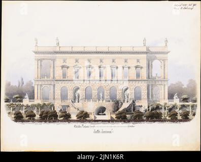 Sehring Bernhard (1855-1941), Villa. Monatswettbewerb April 1880 (04,1880): Blick aus dem Süden. Bleistift und Tinte Aquarell auf Papier, 43,8 x 57,9 cm (inklusive Scankanten) Sehing Bernhard (1855-1941): Villa. Monatskurrenz April 1880 Stockfoto