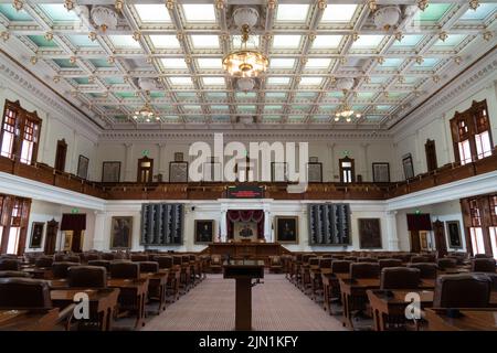 Austin, Texas - 23. Mai 2022: In den Kammern des Repräsentantenhauses von Texas im Gebäude des Texas State Capitol Stockfoto