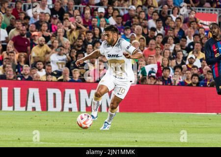 Eduardo Salvio von Pumas während des Fußballspiels der Joan Gamper Trophy zwischen dem FC Barcelona und Pumas UNAM am 7. August 2022 im Spotify Camp Nou in Barcelona, Spanien - Foto: Javier Borrego/DPPI/LiveMedia Stockfoto