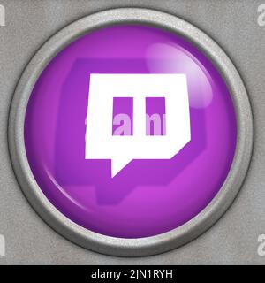 Schaltfläche mit Logo des Social-Media-Dienstes Twitch Stockfoto