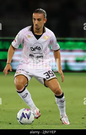 Turin, Italien, 6.. August 2022. Matteo Stoppa vom FC Palermo beim Coppa Italia-Spiel im Stadio Grande Torino, Turin. Bildnachweis sollte lauten: Jonathan Moscrop / Sportimage Stockfoto