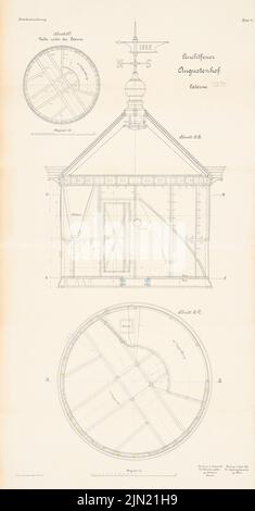 N.N., Feuer Augustenhof, Nordborg: Laterne: Cut, Details 1:20, 1:10. Lithographie auf Papier, 118,4 x 61,8 cm (einschließlich Scankanten) N.N. : Leuchtfeuer Augustenhof, Nordborg Stockfoto