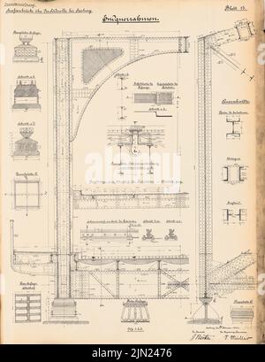 N.N., Straßenbrücke über die Süderelbe, Hamburg-Harburg: Endfassung: Ansichten, Schnitte, Details 1:20, 1:10. Lithographie auf Papier, 60,2 x 46,4 cm (einschließlich Scankanten) Stockfoto