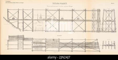 Brüder Redlich & Berger, Arlbergbahn: Landeck-St. Anton (ohne dat.): Blatt 19: Trisana-Viadukt, Schnitte, Draufsicht 1: 100. Druck auf Papier, 42 x 91 cm (einschließlich Scankanten) Stockfoto