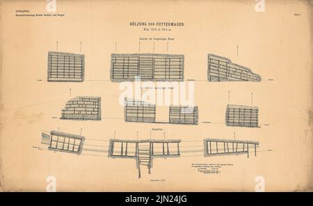 Brüder Redlich & Berger, Arlbergbahn: Landeck-St. Anton: Blatt 1: Bölung der Futterwand, Ansichten 1: 200. Druck auf Papier, 42,2 x 68,9 cm (einschließlich Scankante). Stockfoto