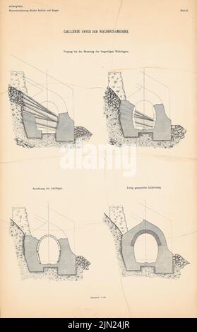 Brüder Redlich & Berger, Arlbergbahn: Landeck-St. Anton (ohne dat.): Blatt 11: Galerie unter der Rauhrissmuhre, Schnitte 1: 100. Druck auf Papier, 68,3 x 42,3 cm (einschließlich Scankanten) Stockfoto