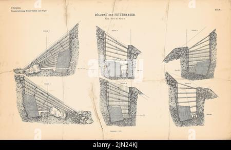 Brüder Redlich & Berger, Arlbergbahn: Landeck-St. Anton (ohne dat.): Blatt 2: Bölung der Futterwand, Schnitte 1: 100. Druck auf Papier, 42 x 69,1 cm (einschließlich Scankanten) Stockfoto