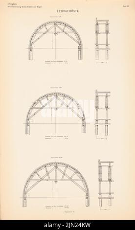 Brüder Redlich & Berger, Arlbergbahn: Landeck-St. Anton (ohne dat.): Blatt 24: Trisana-Viadukt, Lehrgerüst, Ansichten 1:50. Druck auf Papier, 68,2 x 41,8 cm (einschließlich Scankanten) Stockfoto