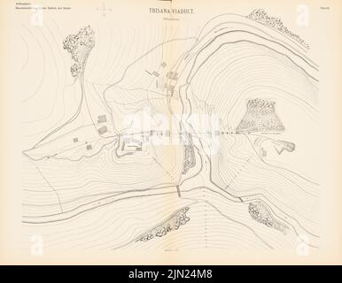 Brüder Redlich & Berger, Arlbergbahn: Landeck-St. Anton (ohne dat.): Blatt 15: Trisana-Viadukt, Lageplan 1: 1000. Drucken auf Papier, 66,4 x 85,5 cm (einschließlich Scankanten) Stockfoto