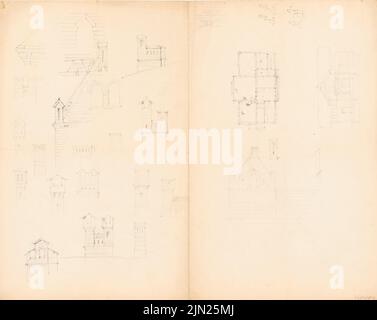 Persius Reinhold (1835-1912), Building Dedails: Views (Designations). Bleistift auf Papier, 34,3 x 43,2 cm (einschließlich Scankanten) Stockfoto