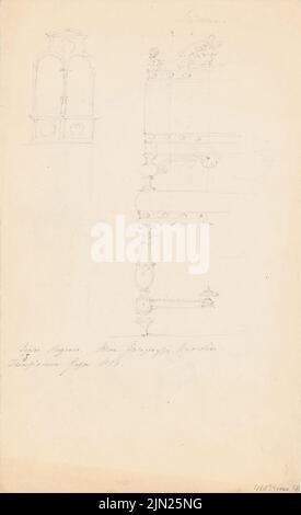 Persius Reinhold (1835-1912), Sanssouci, Potsdam: Leuchter, Mobiliar: Views. Bleistift auf Papier, 34,6 x 21,2 cm (einschließlich Scankanten) Stockfoto