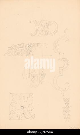 Persius Reinhold (1835-1912), Ornamentik: Ansichten, Details (Zeichnung). Bleistift auf Papier, 32,8 x 20,5 cm (einschließlich Scankanten) Stockfoto