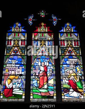 Buntglasfenster in Ely Cathedral, Cambrideshire, England Stockfoto