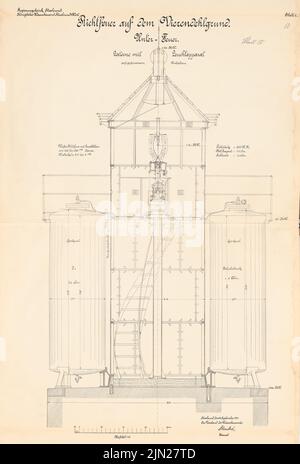 N.N., Oberfeuer auf dem Vierendfuß, barhöft: Unterfeuer, Laterne mit Beleuchtungsgerät: Schnitt 1:10. Lithographie auf Papier, 99 x 66,9 cm (einschließlich Scankanten) Stockfoto