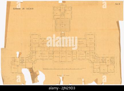 Knoblauch Gustav (1833-1916), Lehrerseminar, Köslin: Grundriß 1.. Stock. Tinte auf Transparent, 47,9 x 69,1 cm (einschließlich Scankanten) Stockfoto