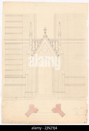 Knoblauch, Arnold & Knoblauch, Gustav, Krankenhaus, Berlin-Charlottenburg: Upper, Portalbereich mit horizontalem Schnitt. Tusche Aquarell auf Papier, 72,3 x 51,4 cm (einschließlich Scankanten) Stockfoto