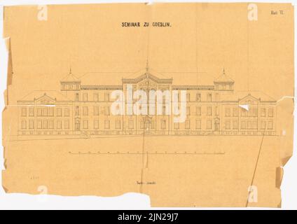 Knoblauch Gustav (1833-1916), Lehrerseminar, Köslin: Rissing von vorne. Tinte auf Transparent, 47 x 66,3 cm (einschließlich Scankanten) Stockfoto