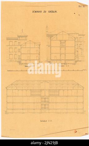 Knoblauch Gustav (1833-1916), Lehrerseminar, Köslin: Cut CD, Cut EF, Cut GH. Tinte auf Transparent, 65 x 41,5 cm (einschließlich Scankanten) Stockfoto