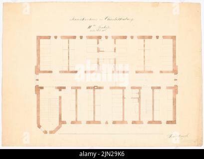 Knoblauch, Arnold & Knoblauch, Gustav, Krankenhaus, Berlin-Charlottenburg: Grundriß 4.. Tinte, Bleistift, Wasserfarben auf Papier, 51 x 69,4 cm (einschließlich Scankanten) Stockfoto