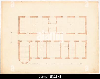 Knoblauch, Arnold & Knoblauch, Gustav, Krankenhaus, Berlin-Charlottenburg: Grundriss 1. und 2.. Tinte, Bleistift, Wasserfarben auf Papier, 51,8 x 69,8 cm (einschließlich Scankanten) Stockfoto