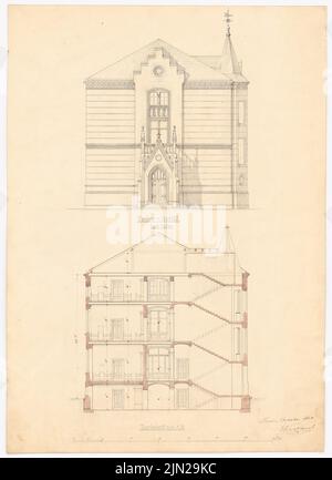 Knoblauch, Arnold & Knoblauch, Gustav, Krankenhaus, Berlin-Charlottenburg: Obere Ostseite, abgeschnitten. Tinte auf Karton, 62,9 x 45,7 cm (einschließlich Scankanten) Stockfoto