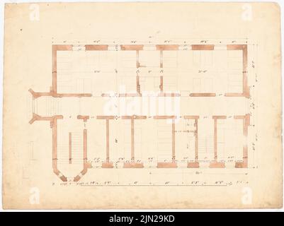 Knoblauch, Arnold & Knoblauch, Gustav, Krankenhaus, Berlin-Charlottenburg: Grundriss EG. Tinte, Bleistift, Wasserfarben auf Papier, 51,7 x 69,1 cm (einschließlich Scankanten) Stockfoto