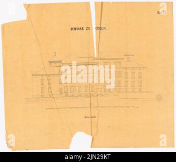 Knoblauch Gustav (1833-1916), Lehrerseminar, Köslin: Obere Seitenfassade. Tinte auf Transparent, 50,6 x 58,6 cm (einschließlich Scankanten) Stockfoto