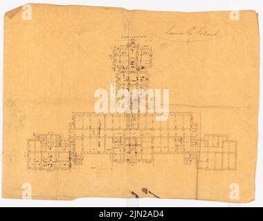 Gustav Garlic (1833-1916), Seminargebäude, Preußisches Holland: Grundriss Keller. Tusche Aquarell auf transparent, 58,6 x 74,2 cm (inklusive Scankanten) Stockfoto