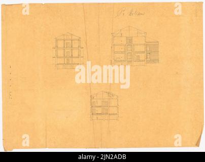 Gustav Garlic (1833-1916), Seminargebäude, Preußisches Holland: 3 Schnitte. Tinte auf Transparent, 52,9 x 71,3 cm (einschließlich Scankanten) Stockfoto