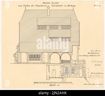 Knoblauch Gustav (1833-1916), Corpshaus Guestphalia, Marburg: Upper West Side 1:50. Tinte auf Transparent, 52,3 x 61,3 cm (einschließlich Scankanten) Stockfoto