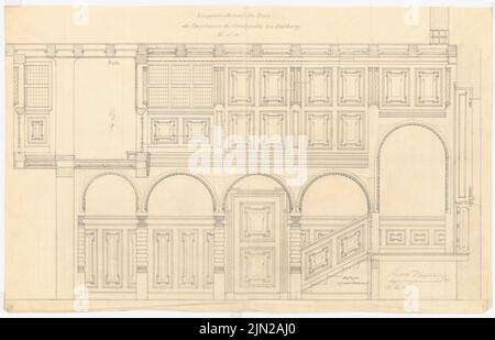 Knoblauch Gustav (1833-1916), Corpshaus Guestphalia, Marburg: Longitant Diele 1: 10. Bleistift auf Transparent, 67,5 x 105,2 cm (einschließlich Scankanten) Stockfoto